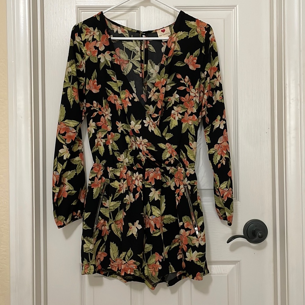 Floral long sleeve romper